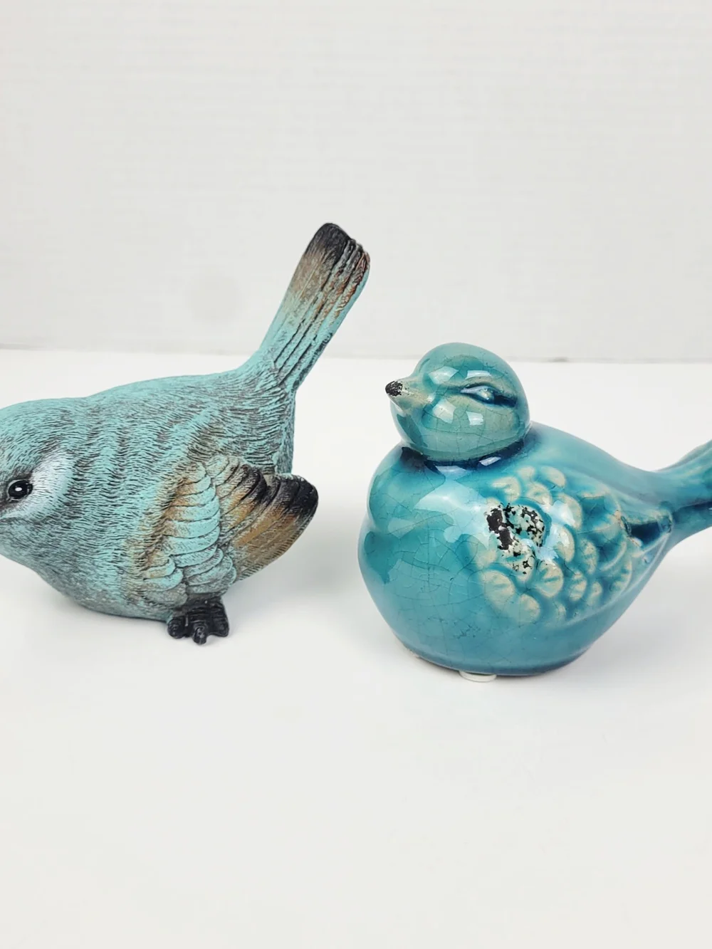 RAZ Imports Resin Stone Textured Chickadee~Ceramic Bitossi Style Bird~Turquoise